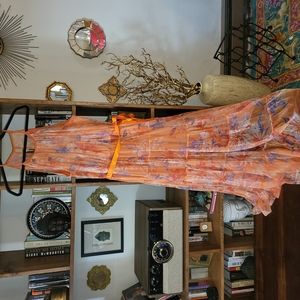 Extra.25% off sale- Candalite Maxi Dress in Orange floral 2x - $10